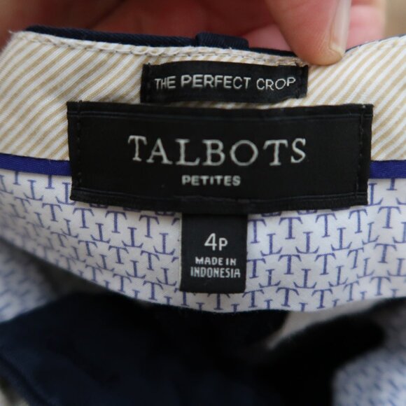 Talbots Size 4 Petite The Perfect Crop Navy Blue Dark Blue Cropped Chino Pants - Picture 5 of 7